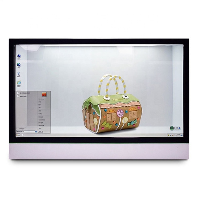 Android Showcase Digital Signage Transparent LCD Screen Anti-Glare Touchscreen for Advertising Elevator Wayfinding Graphics