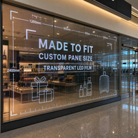Écran LED transparent sur mesure pour vitrine de magasin duty-free d'aéroport, affichage publicitaire sur verre