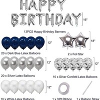 Lot de ballons d'anniversaire personnalisés avec logo, décoration de fête bleue, noire et argentée, cadeau promotionnel, vente en gros directe d'usine, faible MOQ, OEM