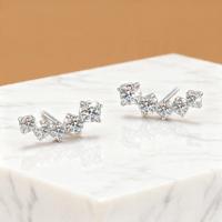 Toptan 0.58ct S925 gümüş küpe yuvarlak kesim moissanit prim kadın gülümseme ark Hoop kulak takı ile
