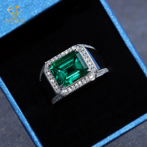 <span class=keywords><strong>Anillo</strong></span> <span class=keywords><strong>de</strong></span> Plata 925 <span class=keywords><strong>con</strong></span> <span class=keywords><strong>Esmeralda</strong></span> Colombiana Cultivada en Laboratorio <span class=keywords><strong>de</strong></span> 5CT 9x11MM y Moissanita Melee, <span class=keywords><strong>Anillo</strong></span> Personalizado para Uso Diario - Product Image 4