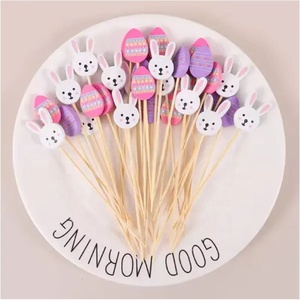 Palillos de Cóctel de Bambú con Forma de Conejo de Pascua de 13 cm, Palillos Desechables Ecológicos para Decoración de Comida y Bebida para Fiestas de <span class=keywords><strong>Cumpleaños</strong></span> - Product Image 2