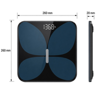 Balance de salle de bain numérique moderne avec écran LED dissimulé, plateforme en verre élégante, affichage large pour la pesée quotidienne à domicile