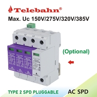 Parafoudre AC SPD T2 60kA 275V 3P+N pour basse tension Modèle BT PCM60 275 RM/3+N Certifié CE IP20