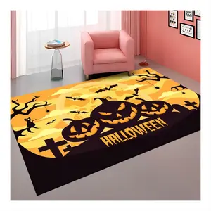 Desolate Western Style Terrifying Pumpkin Bat Cemetery Halloween Carpet Soft and Comfortable Extra Large Living Room Carpet