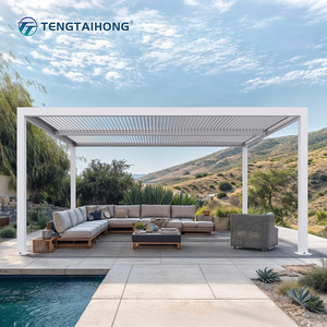 Pérgola de Aluminio con Techo de Láminas Ajustables, Impermeable y Resistente a la Intemperie, para Piscina y <span class=keywords><strong>Terraza</strong></span> - Product Image 1