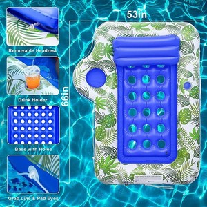 Inflatable Floating Pool Lounge 170x135cm With Backrest Adult Reclining Float Water Bed U Shaped Chair - Product Image 4