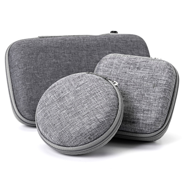 Manufacturer Custom Logo  Oval Waterproof Headphone Earbud First Aid Kit Carrying Storage Pouch Black Eva Mini Charging Case