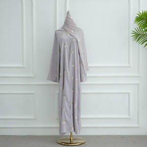 Abaya Elegante Abierta para <span class=keywords><strong>Mujer</strong></span> 2025, Bordado a Mano, Estilo Casual de Manga Larga, Traje Islámico Árabe, Estilo Modesto para Primavera, Pañuelo Musulmán - Product Image 3
