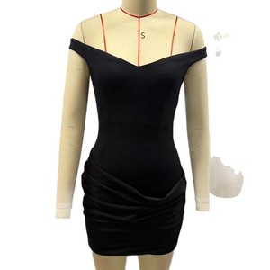 Robe mini dos nu à épaules dénudées, taille naturelle, respirante, pour soirée et banquet - Product Image 5