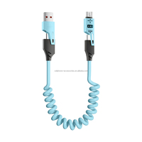 Colorido retráctil 4 en 1 USB C Cable de carga rápida 60W Cable de datos de transferencia de datos portátil para teléfono PC