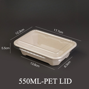 Kotak Makan Bento Sushi Salad Ramah Lingkungan Biodegradable Dapat Digunakan Kembali dari Kertas, Bentuk Persegi Panjang, 550ml, Grosir, untuk Bawa Pulang - Product Image 3