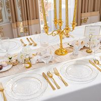 Assiettes en plastique transparentes et dorées - Assiettes transparentes fantaisie à bordure dentelée avec garniture dorée martelée jetables