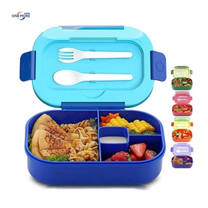 Fiambrera Bento para niños, con 4 compartimentos de plástico sin BPA fiambrera, contenedor