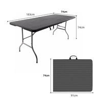 Table de jardin pliante en rotin noir 6FT, robuste, pour traiteur, extérieur, fête, portable, en plastique – Offre Spéciale