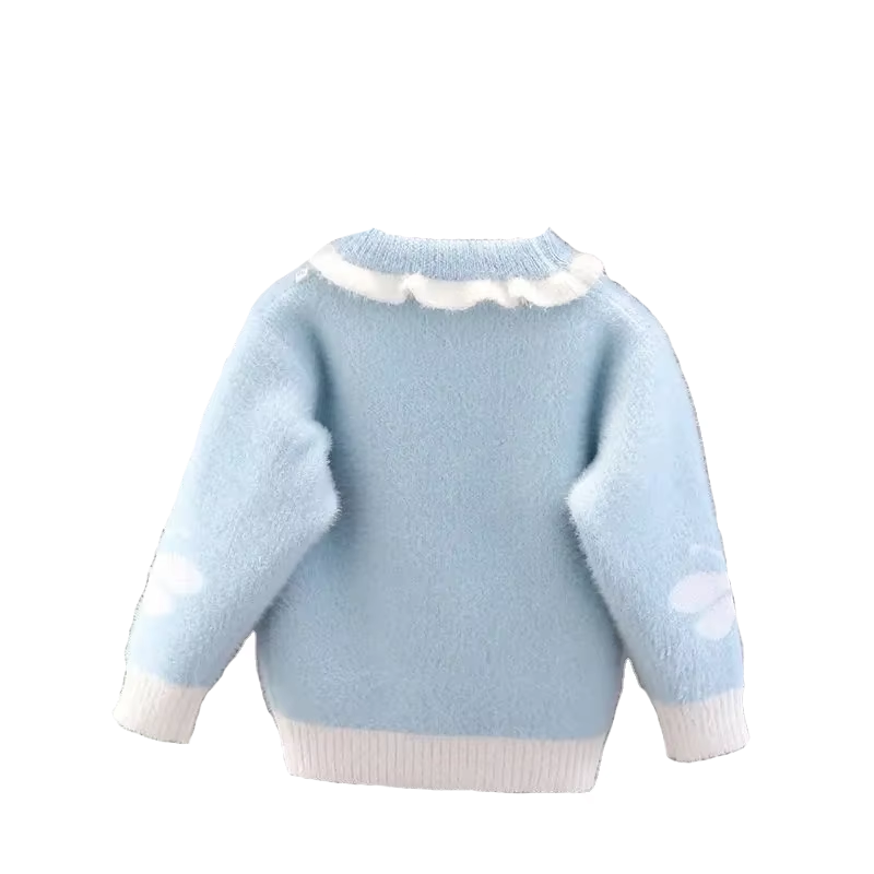 Winter Toddler Girls Knitwear Sweater Thickened Mink Wool Girls' Fashion Autumn Winter Children's Pullover Knitted Kids Sweater