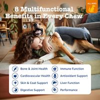 Bonbons gélifiés 8-en-1 - Complément articulaire à la glucosamine, chondroïtine et probiotiques - pour chiens - Vitamine pour chien - Complément alimentaire pour animaux de compagnie