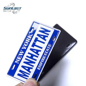 Custom Souvenir Aluminum Metal 3D Fridge Magnet New York Souvenir Mini License Plate Magnet