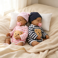 18 Zoll Jungen-Mädchen Zwillinge Realistische Dunkelhäutige Zwillings-Babypuppen Lebensechte Reborn Neugeborenen-Puppe Beruhigendes Komfort-Begleitset für Kinder