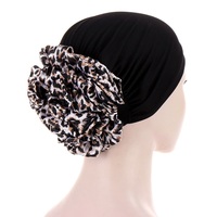 Nouveau Design Solide Couleurs Grandes Fleurs Turban Hijab Couvre-chefs Musulman Élastique Islam Bonnet Pour Femmes