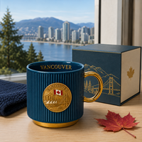 Mug en céramique souvenir de Vancouver, Canada, avec l'insigne du Lion Gate Bridge, drapeau et repère de la ville, tasse à café/eau en porcelaine, personnalisable OEM ODM, vente en gros