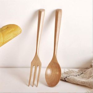 Bacchette di legno cucchiaio Set di stoviglie coreane riutilizzabili lungo manico cucchiai bacchette - Product Image 3