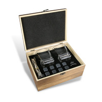 Ensemble de verres en pierre de refroidissement pour whisky en bois de quantité minimale de commande bas accessoires de Cocktail de bar avec support à glaçons pour whisky en granit boîte-cadeau incluse