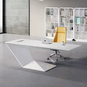 Elegant white office computer Table Manager office working deskLuxury Office Table