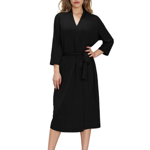 Long Sleeve Ladies <strong>Sleep</strong> Robe Bamboo Viscose Women's Pajama Robe <strong>Cozy</strong> Breathable Nightgown - Product Image 1