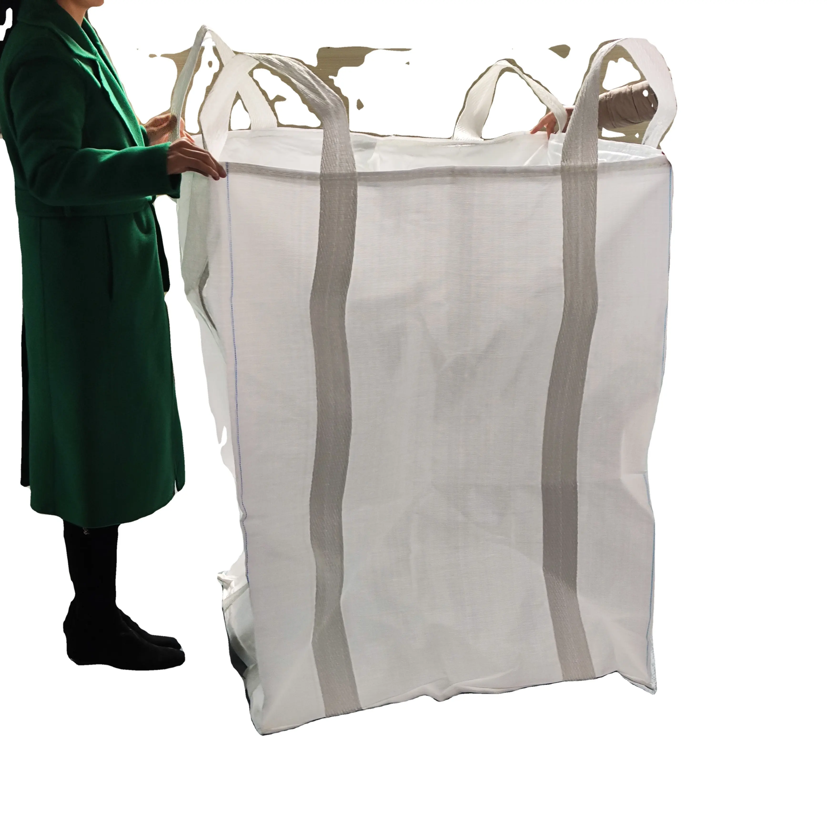 Recipiente FIBC de quatro lados com fundo de 2000kg, saco de reforço de perímetro, saco mineral gigante de carga respirável reforçado