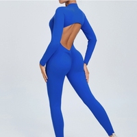 Combinaison de yoga nude essentielle pour femmes, à manches longues et fermeture éclair américaine, séchage rapide, en Spandex/Nylon, pour le sport