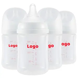 Biberón de alimentación de bebé de PP sin BPA de sensación Natural de fábrica, biberón de lactancia de cuello ancho personalizado, reemplazo de pezón de silicona para Paloma