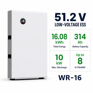 Système de stockage d'énergie domestique 16 kWh LiFePO4 51,2 V 314 Ah, batterie au lithium compatible avec <span class=keywords><strong>Pylontech</strong></span>, Growatt, Victron, SMA, Must, Sofar - Product Image 1