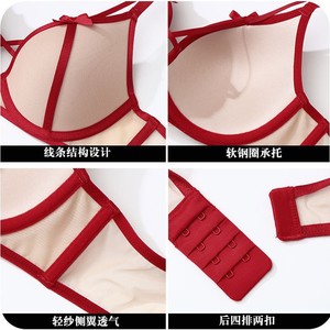 Lencería Sexy de Encaje Ultrafino con Lazo, Hermoso Conjunto Rojo de 2 Piezas de Sujetador y Bragas para Mujer - Product Image 6