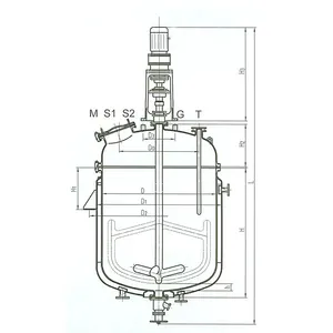 Industrial Heating 2000L Laboratory Bio reactor Lab Glass Tubular Limpet Coil Stainless Steel Tank Reactor
