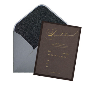 Dập nổi sang trọng lá vàng tùy chỉnh thiết kế bông dày giấy đám cưới đã ghé thăm thẻ lời mời Cảm ơn bạn thẻ - Product Image 6