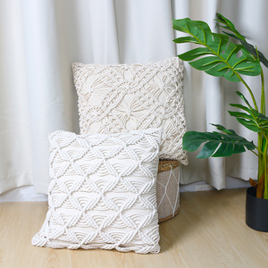Bohême coton et lin crochet décoratif <span class=keywords><strong>maison</strong></span> canapé housse <span class=keywords><strong>de</strong></span> coussin dernière conception tissé à la main jeter taie d'oreiller - Product Image 4