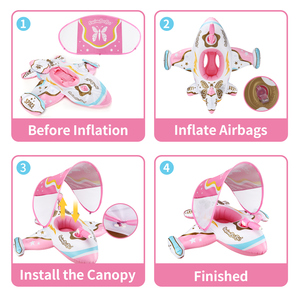Flotador de Natación para Niños Swimbobo Cool Pink Plane, Anillo de Natación Inflable de PVC, Asiento de Seguridad para Niños con Toldo - Product Image 2