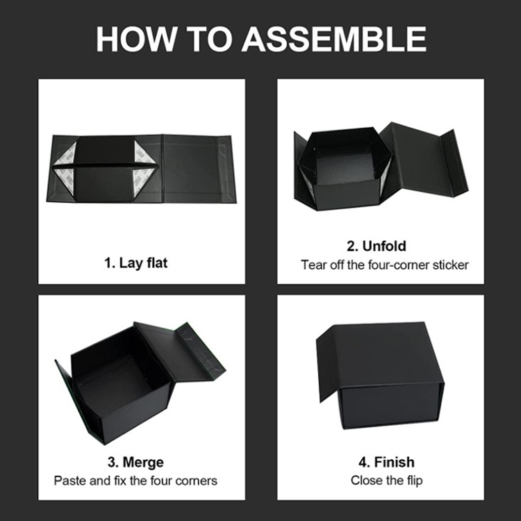 Small Magnetic Collapsible Box Rigid Gift Matt-Black-Cardboard-Box-Wholesale