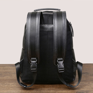 กระเป๋าเป้สะพายหลังผู้ชายหนังแท้ 20-35L กระเป๋าป้องกันการโจรกรรมสีทึบด้ามจับนุ่มกระเป๋านักเรียนอินเทรนด์ - Product Image 3