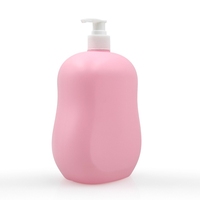 Bouteille pompe en plastique PE de 1000 ml, col de 28 mm, forme de gourde rose, vide, pour shampoing, gel douche, lotion, soins pour bébé