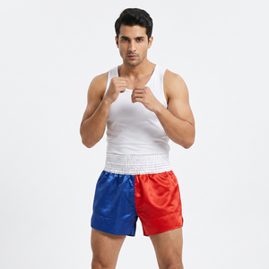 Best Manufacture Made Custom Logo Fashion Wear Muay Thai Shorts Satin <b>Fabric</b> Polyester Blended Training Wear Muay Thai Shorts - Product Image 1