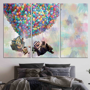Toile imprimée : Art coloré d'un ballon à bulles arc-en-ciel pour la décoration de la pièce, LOT DE 3 TOILES - Product Image 2