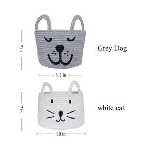 Woven Cotton Rope <strong>Storage</strong> Basket,2 Pack <strong>Cute</strong> Cotton Rope Baskets with Handle,Baby Nursery Organizer for Toy <strong>Storage</strong> <strong>Bin</strong> Salable - Product Image 2