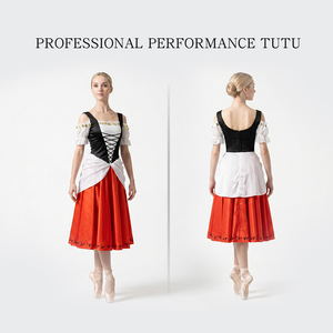 Traje de Ballet Profesional Coppelia Swanilda, Tutú Largo Romántico Estilo Gitano Esmeralda para Bailarinas - Product Image 4