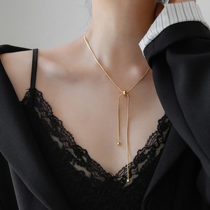 <span class=keywords><strong>Collier</strong></span> en acier inoxydable pour femme, chaîne serpent dorée en titane, vente en gros - Product Image 1
