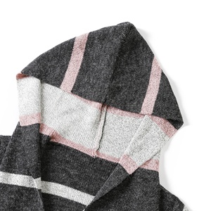 Taglie forti stile invernale da donna <span class=keywords><strong>cappotto</strong></span> aperto a maniche lunghe lavorato a maglia con risvolto multicolore a righe Cardigan maglione da donna giacche e cappotti - Product Image 3