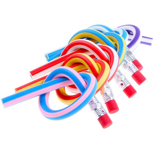 Bút Chì Sọc Nhiều Màu Uốn Cong Mềm Dẻo Kèm Cục Tẩy Dành Cho Học Sinh Hoặc Trẻ Em - Product Image 1