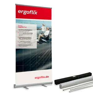 Banner enrollable de aluminio portátil para anuncios de impresión digital, soporte de exhibición retráctil duradero para promociones