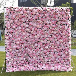 Nouvelle Décoration Murale de Fond pour Fête de Mariage Thème Roses Roses, Rideau Ornemental, Mur de Fleurs Artificielles en Soie - Product Image 3
